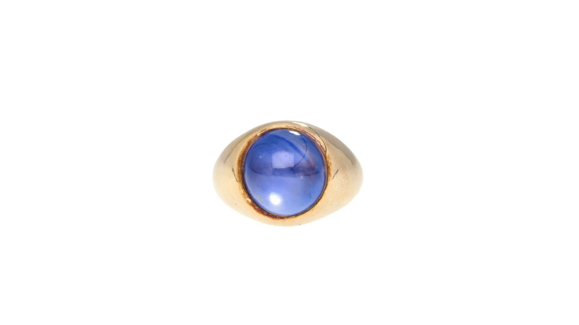 13.83 Carat No Heat Sri Lanka Blue Star Sapphire Solitaire Bezel 18K Men's Ring