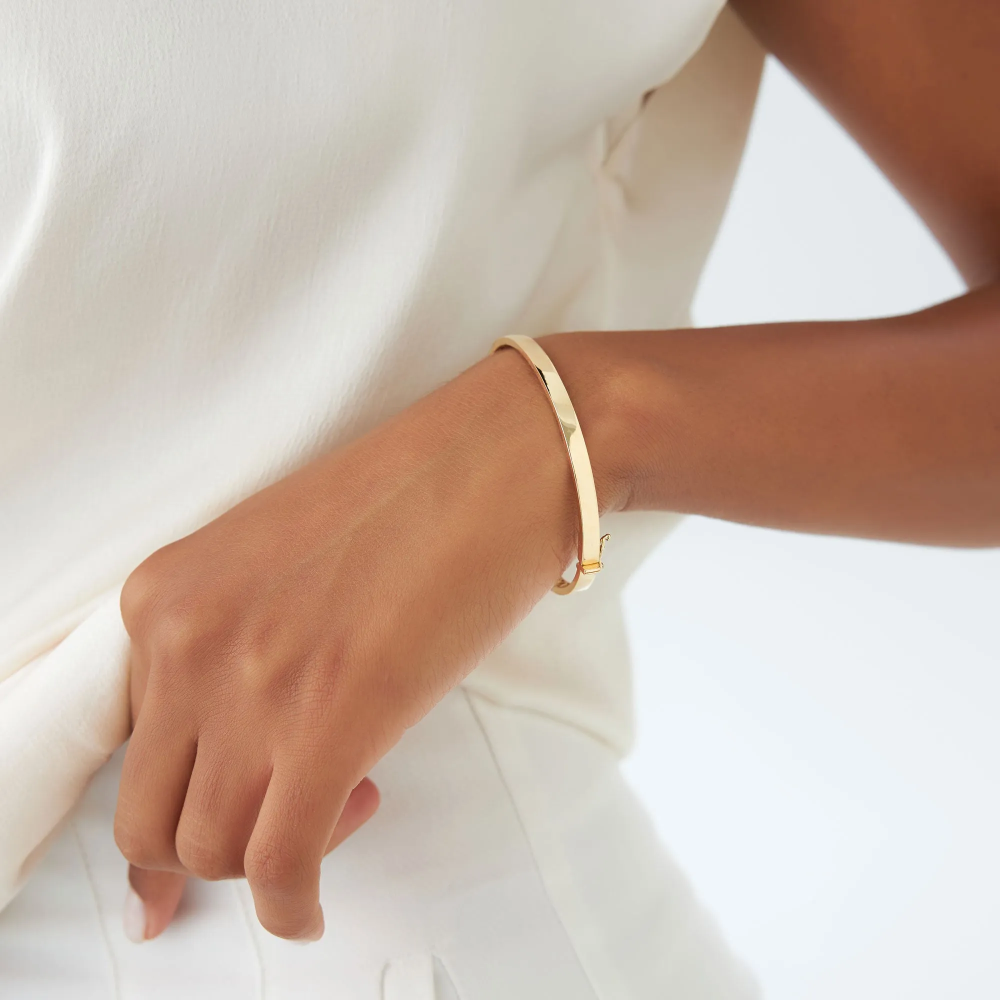 14k Flat Stackable Gold Bangle