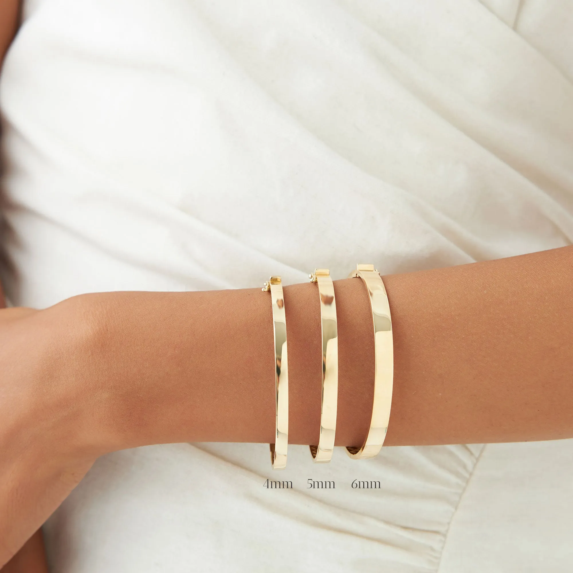 14k Flat Stackable Gold Bangle