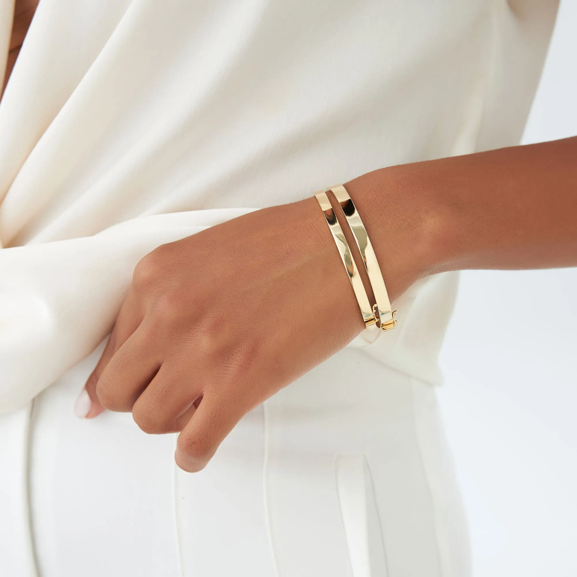 14k Flat Stackable Gold Bangle