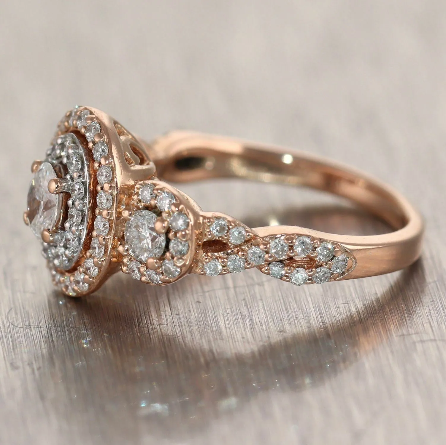 14k Rose Gold 1.75ctw Oval Diamond Halo Ring