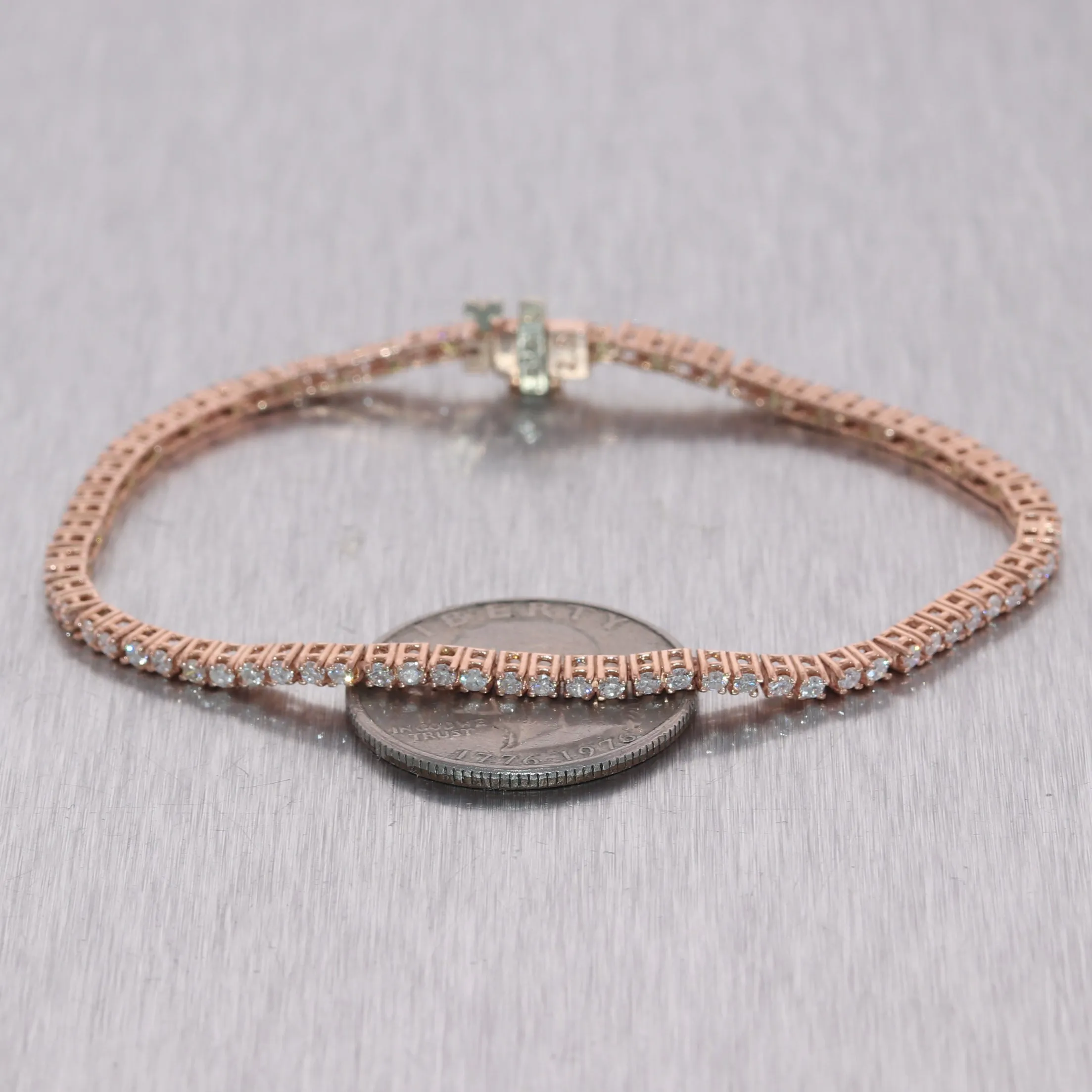 14k Rose Gold 2.50ctw Diamond Tennis Bracelet