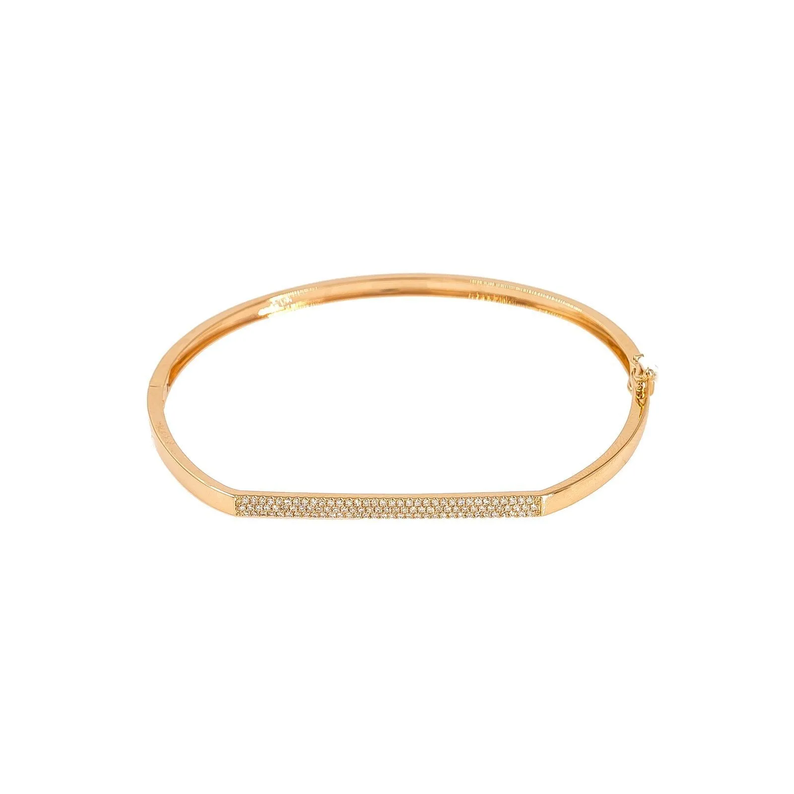 14K Rose Gold Diamond Bangle W/ VS Diamonds & Flat Encrusted Facet