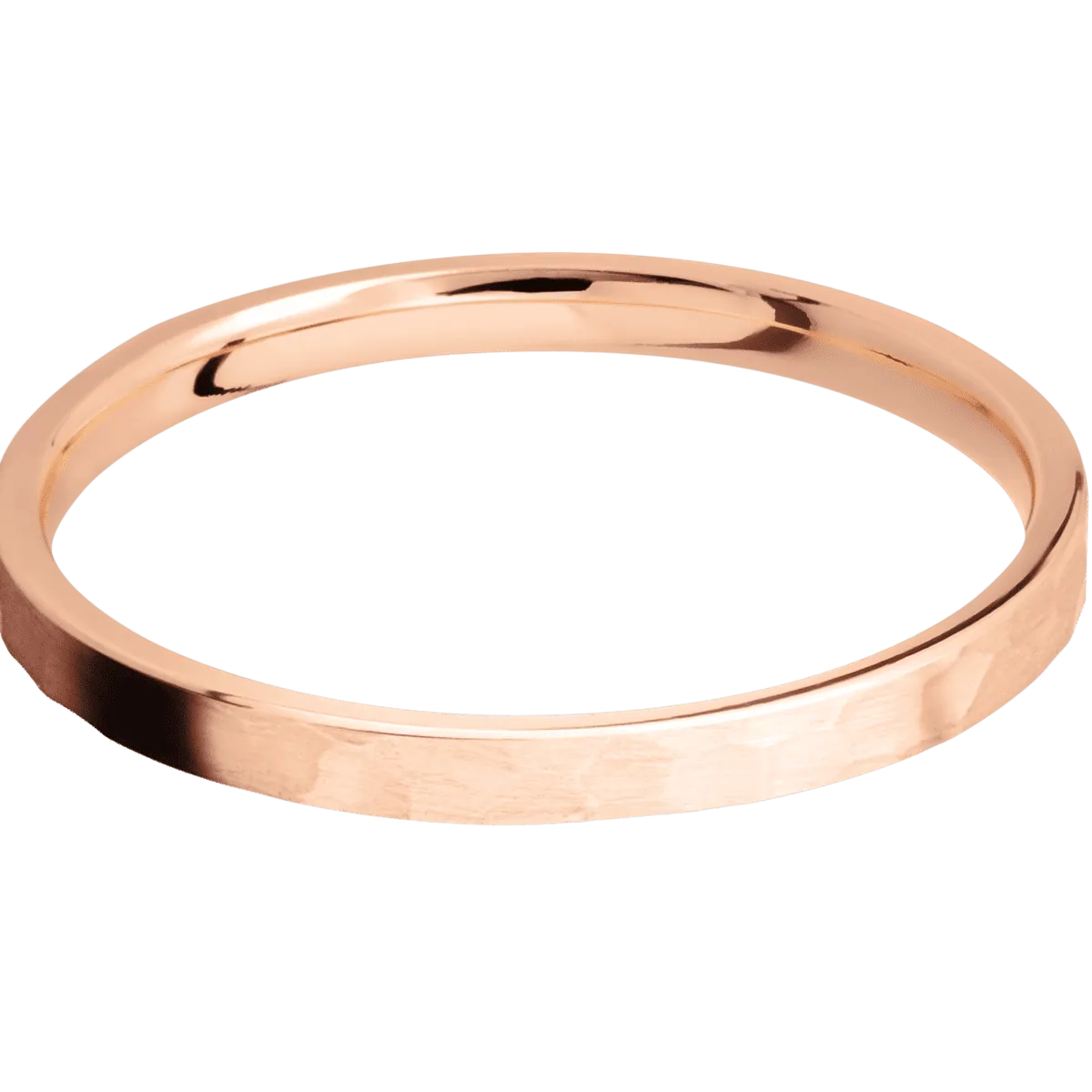 14K Rose Gold with Hammer Finish