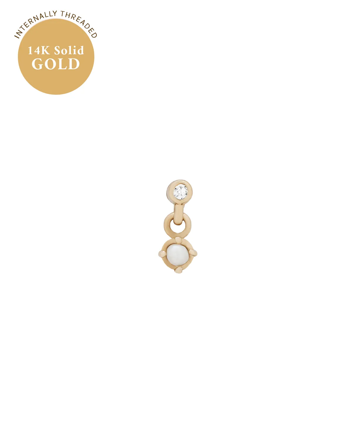 14K Solid Gold Madonna Tiny Pearl Stud