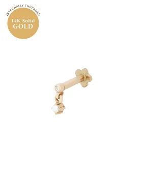 14K Solid Gold Madonna Tiny Pearl Stud