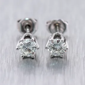 14k White Gold 1.00ctw Six Prong Diamond Stud Earrings