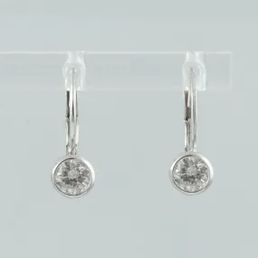 14k White Gold Diamond Dangle Drop Leverback Earrings 1.02ctw H VS2 1.8g