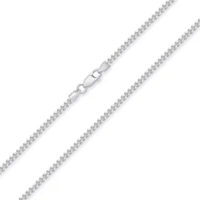 14k White Gold Hollow 2mm Square Franco Chain Necklace with Lobster Claw Clasp (Diamond-Cut)