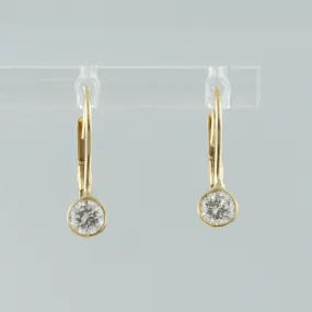 14k Yellow Gold Diamond Dangle Drop Leverback Earrings 0.58ctw G-H SI1 1.4g