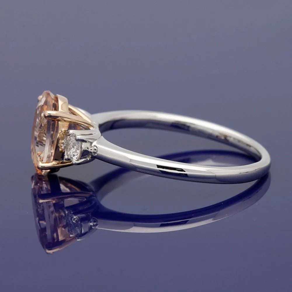 18ct White and Rose Gold 1.84ct Morganite & Diamond Trilogy Ring