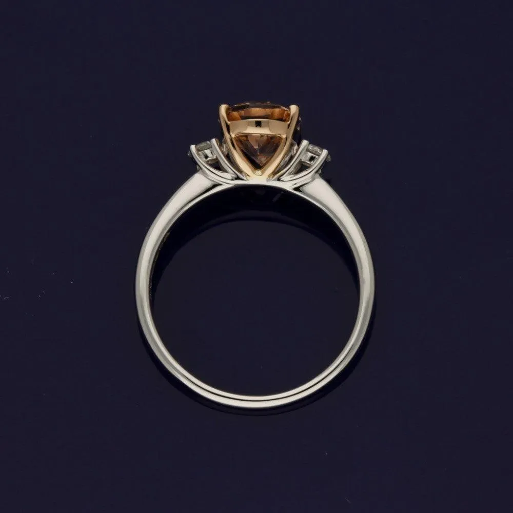 18ct White and Rose Gold 1.84ct Morganite & Diamond Trilogy Ring