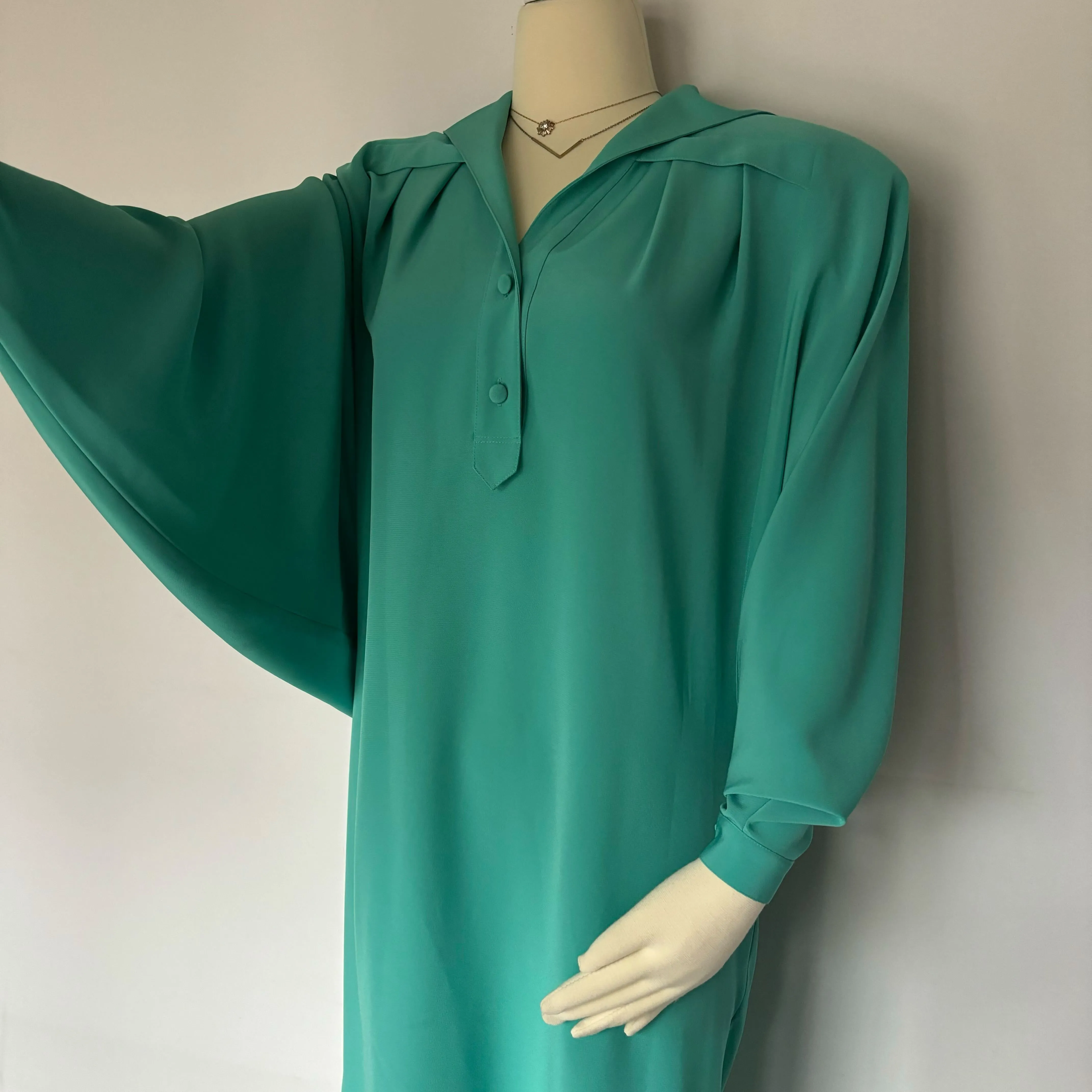 1980's Lorraine Beauchamp Aqua Dress