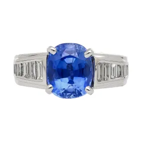 4.71 Carat Oval Cut Sri Lanka Sapphire and Diamond 18K White Gold Ring