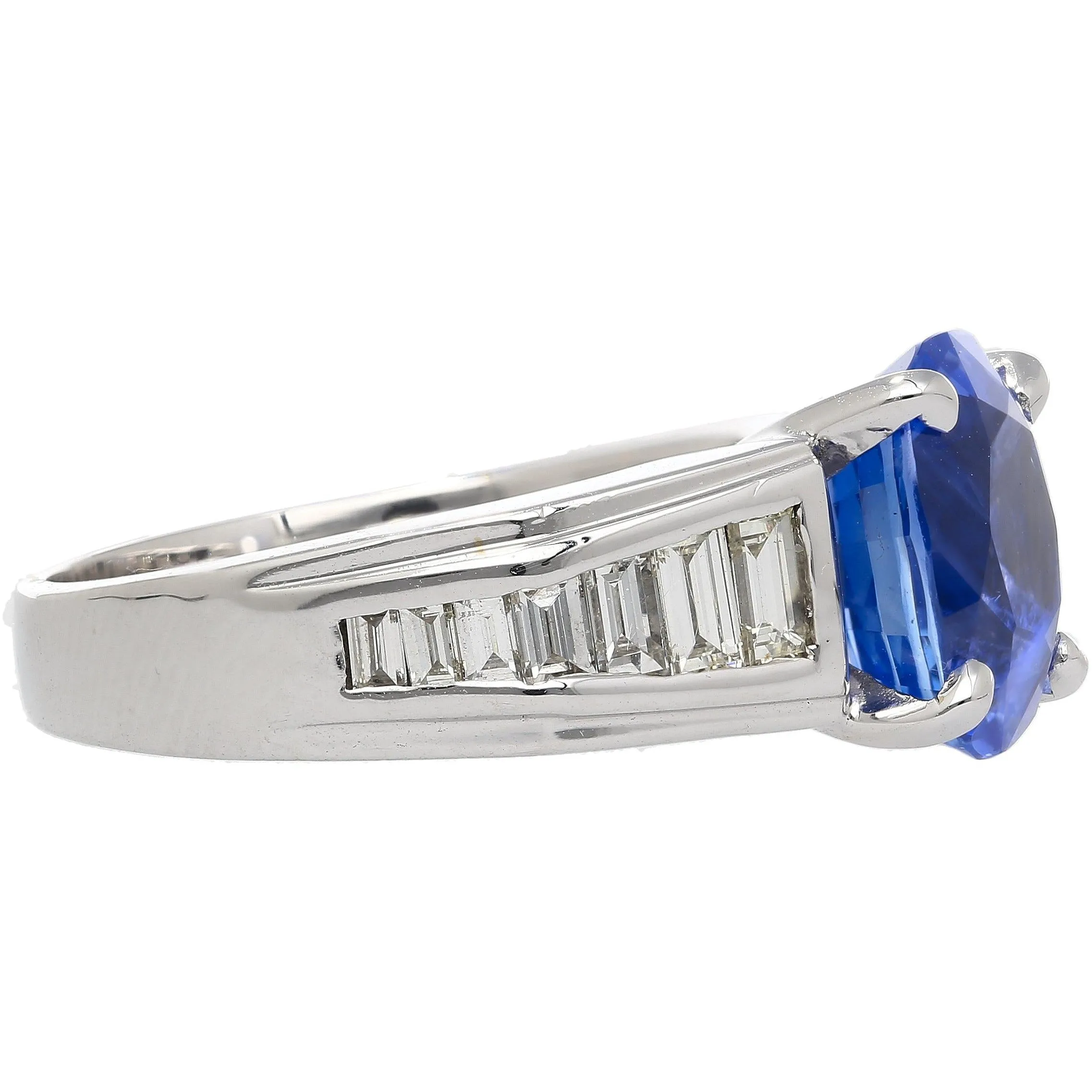 4.71 Carat Oval Cut Sri Lanka Sapphire and Diamond 18K White Gold Ring