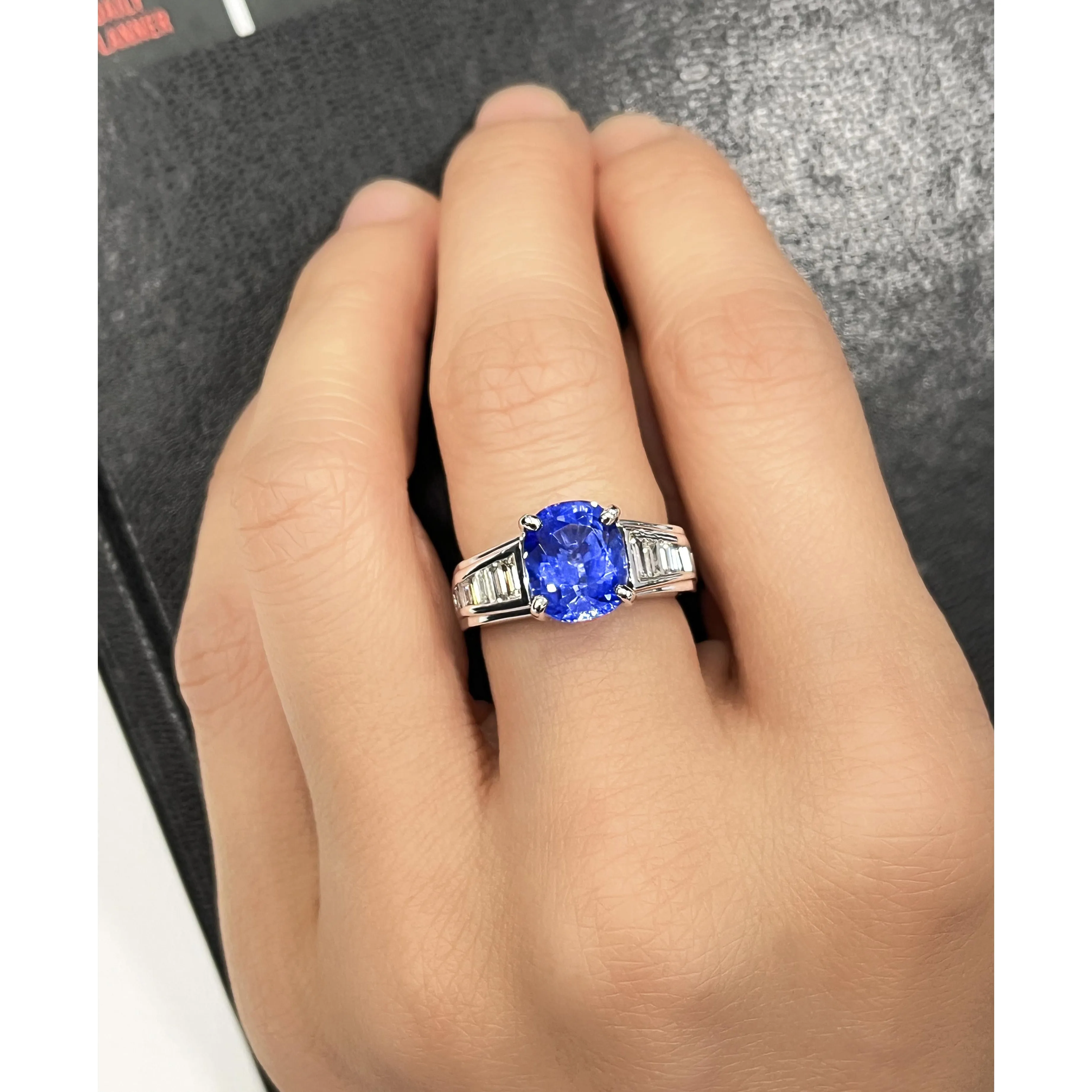 4.71 Carat Oval Cut Sri Lanka Sapphire and Diamond 18K White Gold Ring