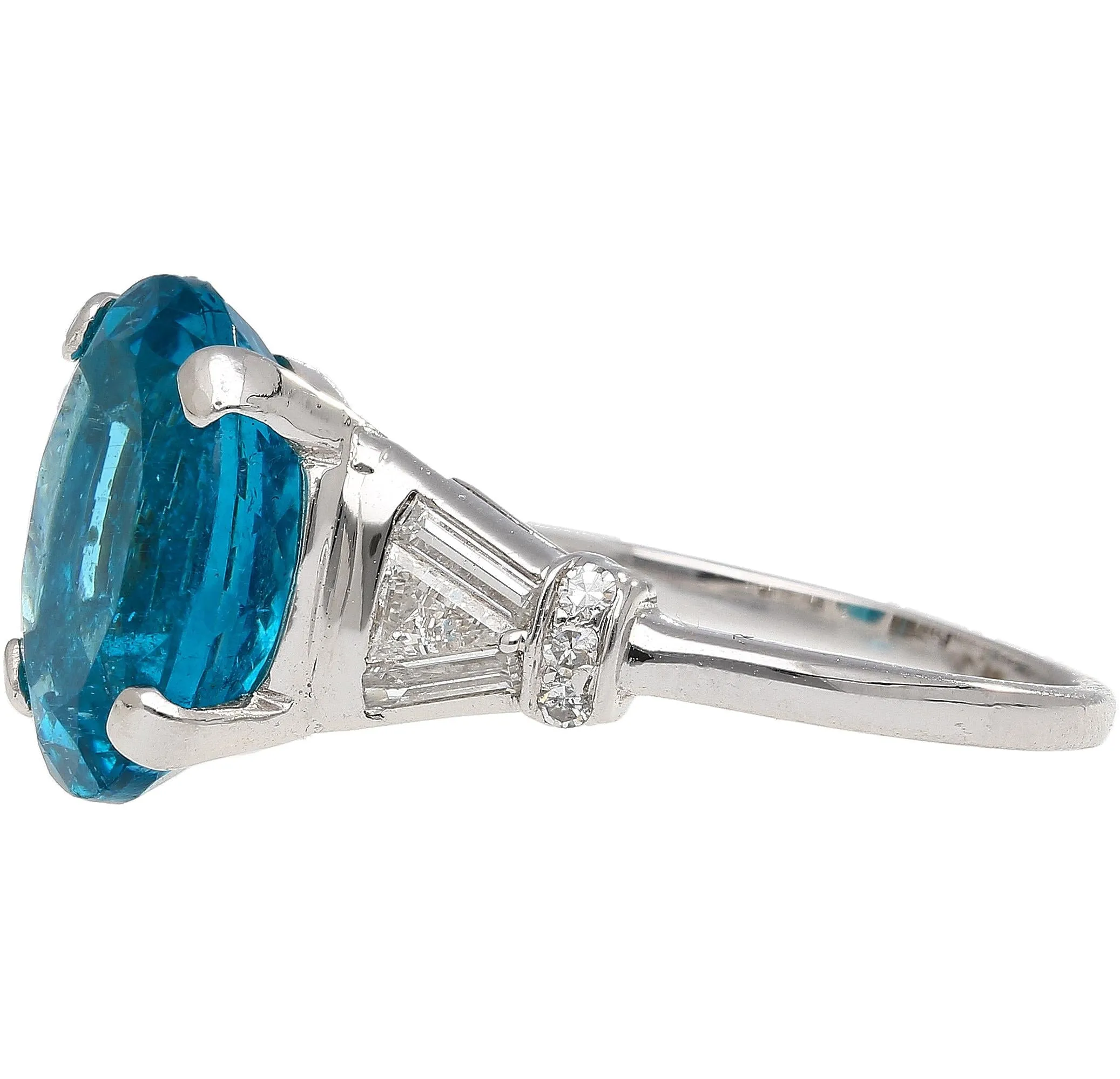 5.87 Carat Apatite and Diamond Platinum Cocktail Ring