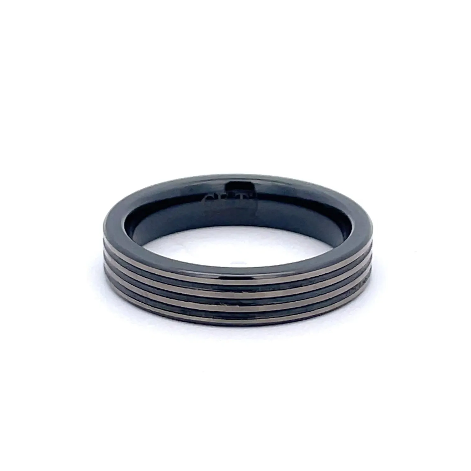 5mm Titanium & Black Zirconium GETi Ring Size T 1/2