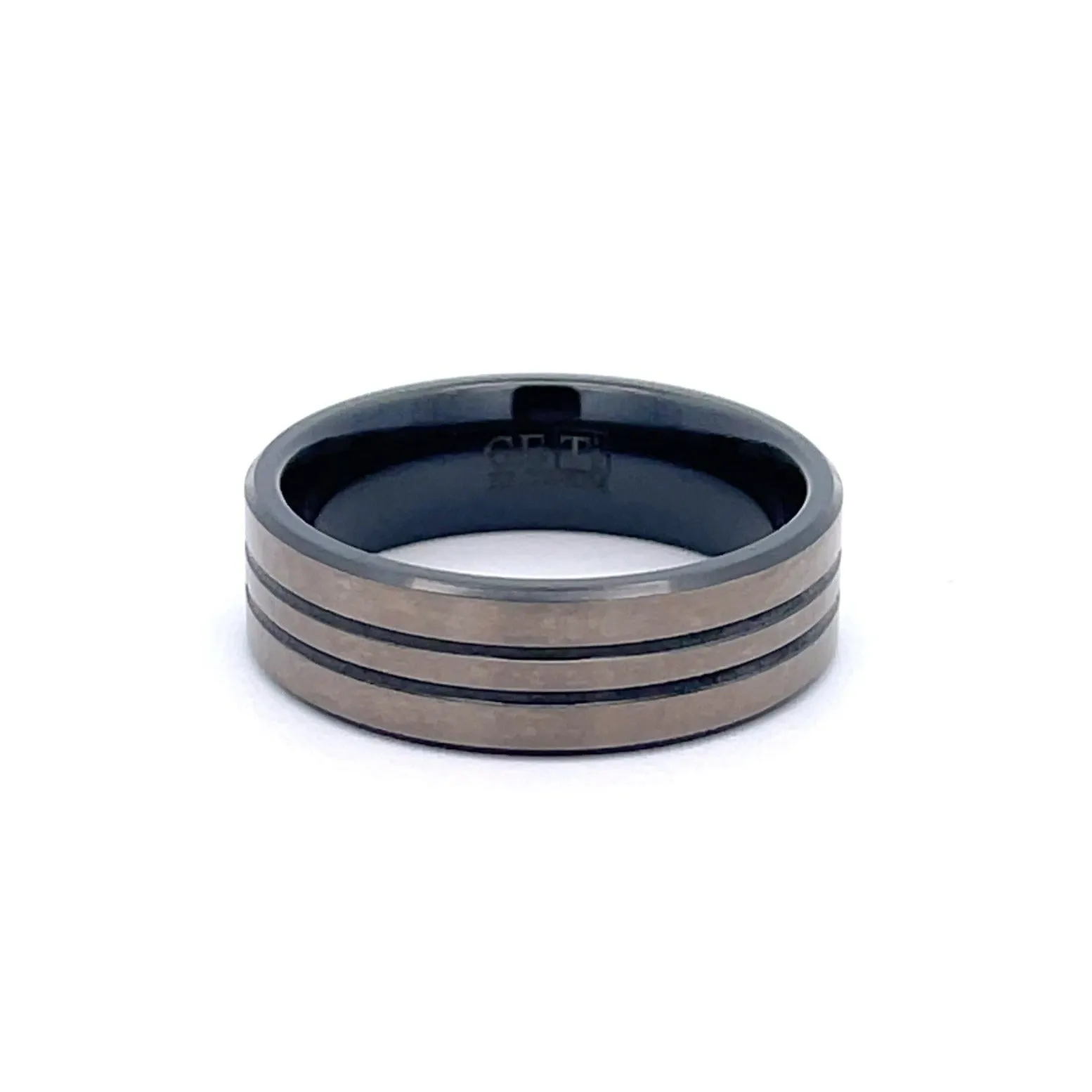 7mm Titanium & Black Zirconium GETi Ring Size T 1/2