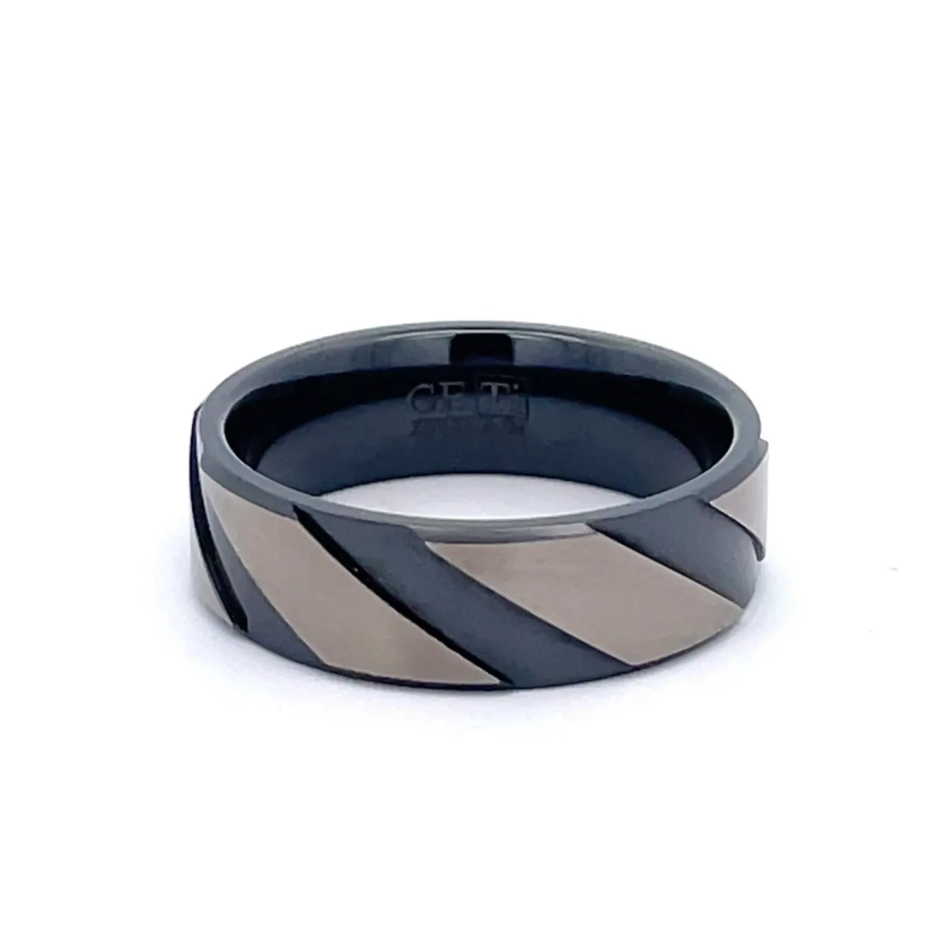 7mm Titanium & Black Zirconium GETi Ring Size T