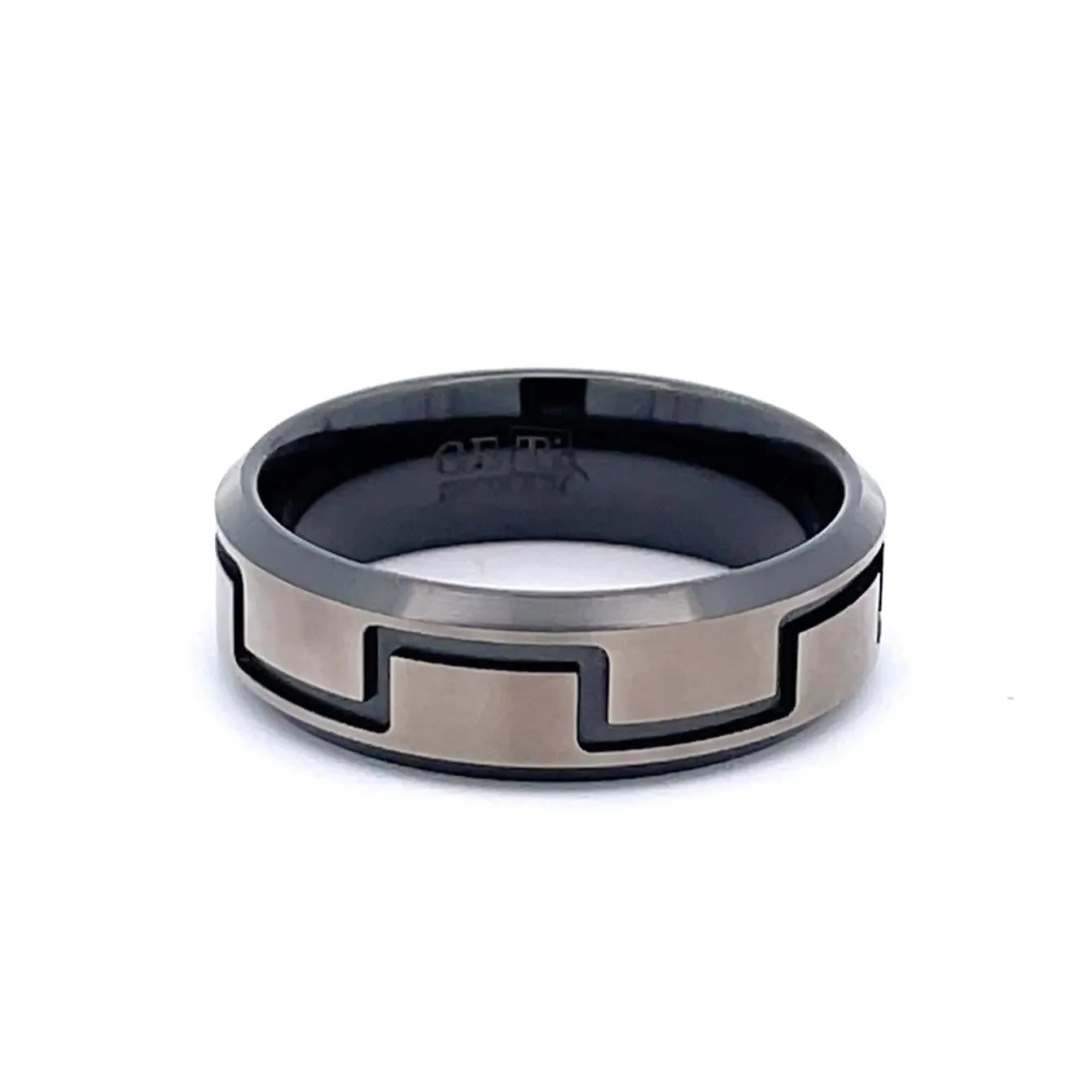 7mm Titanium & Black Zirconium GETi Ring Size T