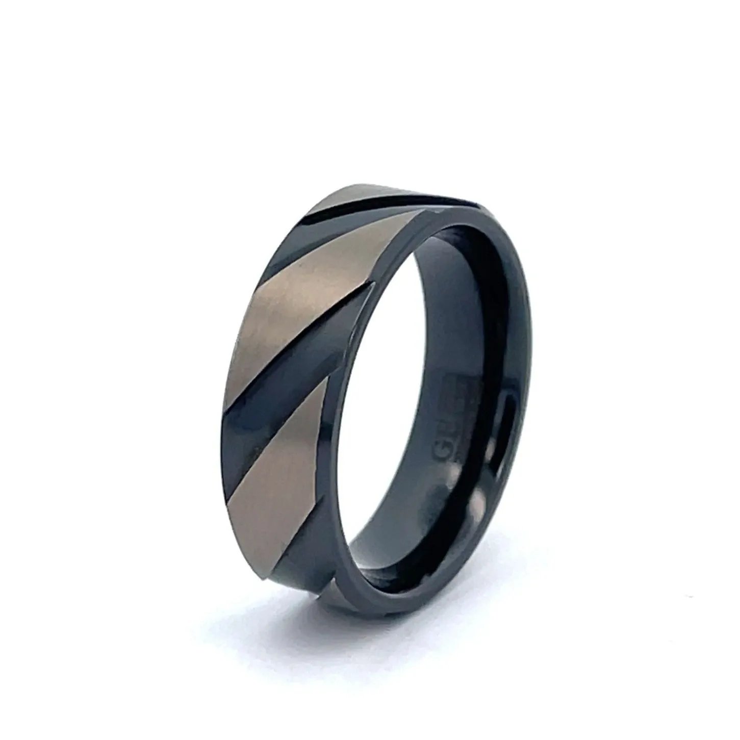 7mm Titanium & Black Zirconium GETi Ring Size T