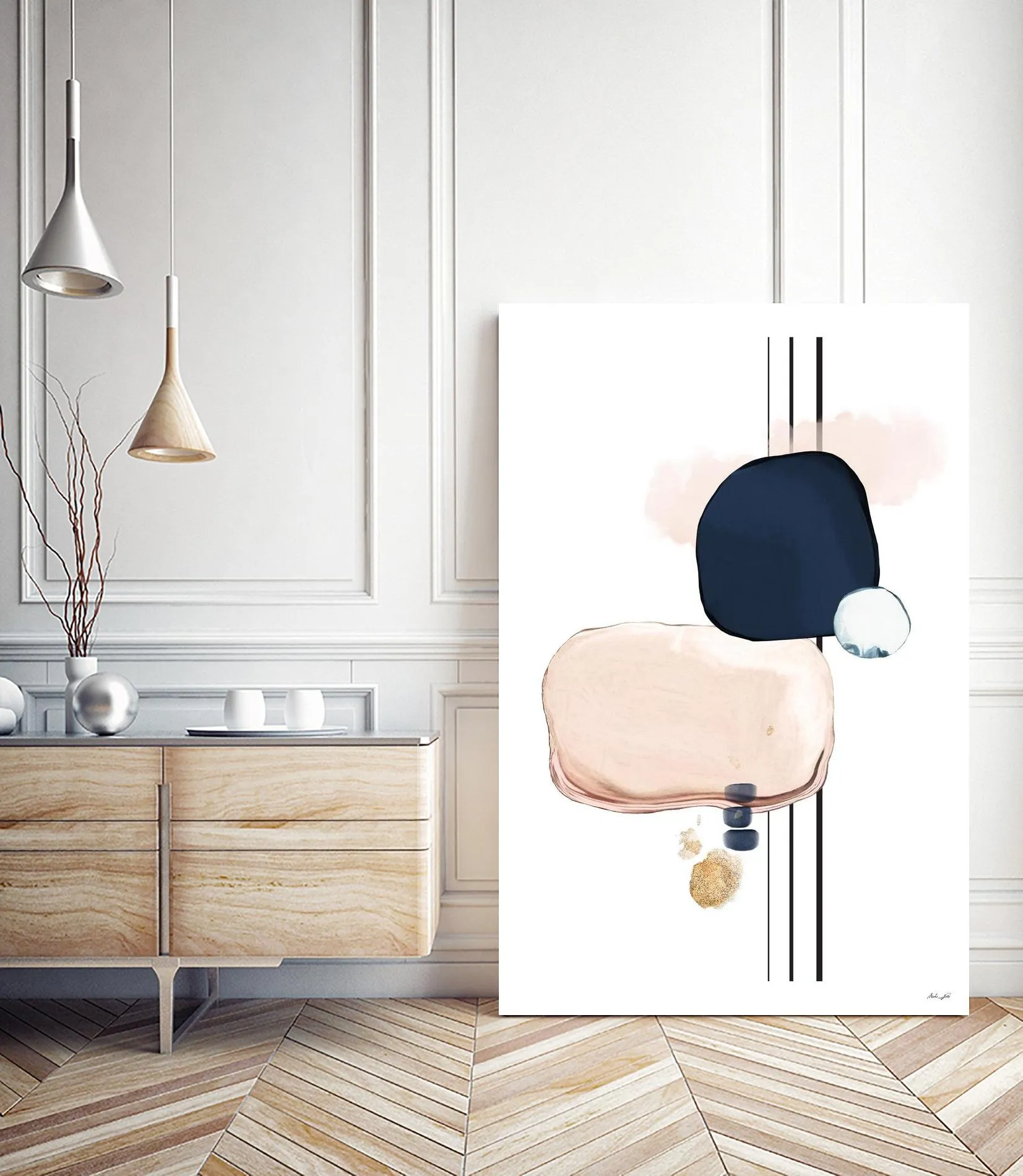 Abstract Study Blush and Navy Blue