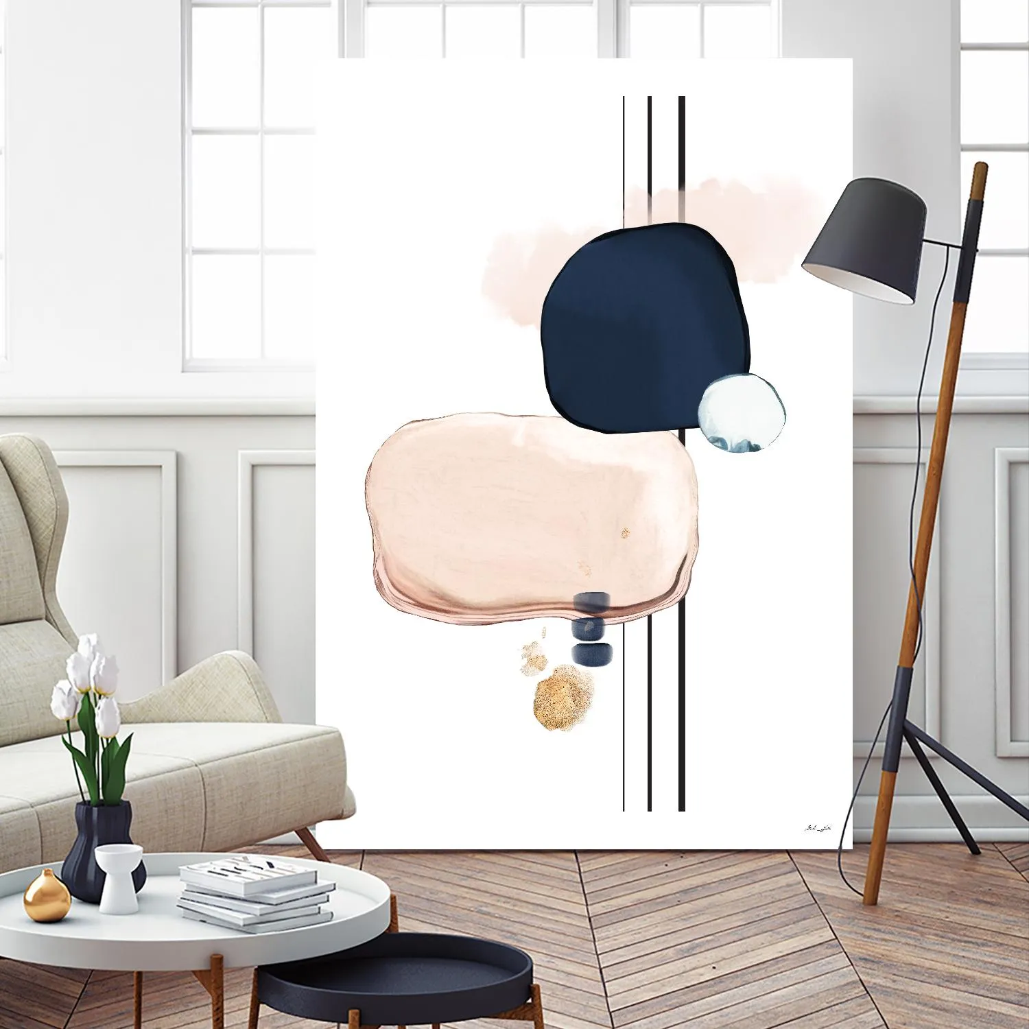 Abstract Study Blush and Navy Blue