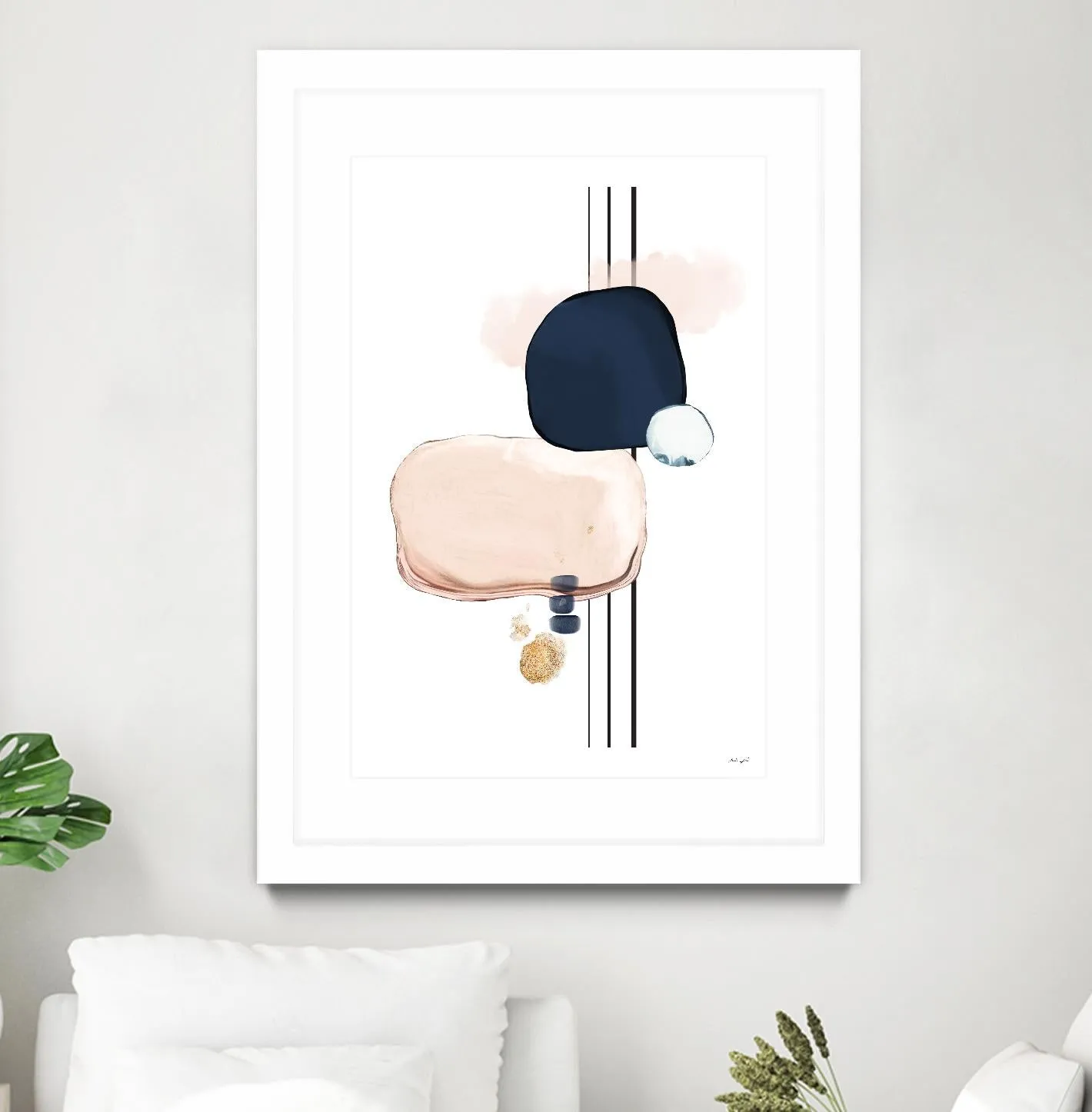 Abstract Study Blush and Navy Blue