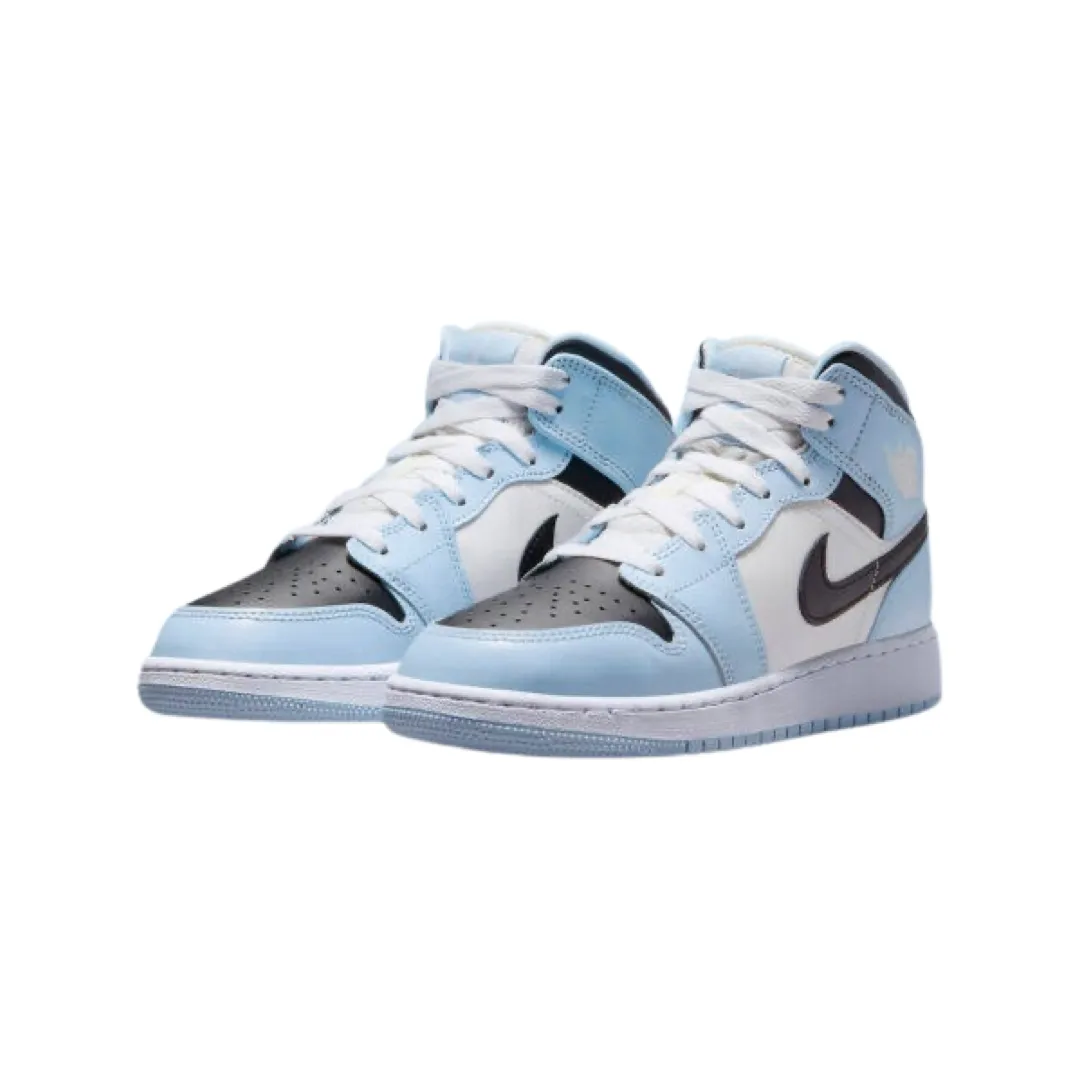 Air Jordan 1 Mid GS Ice Blue UNC Black University Blue White