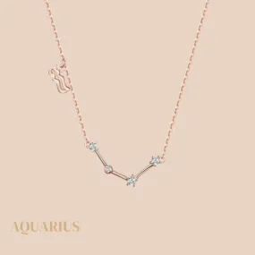 Aquarius Constellation Necklace Rose Gold