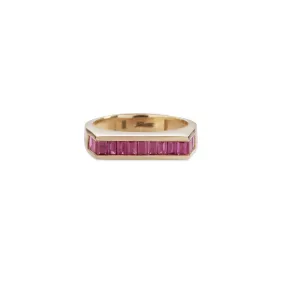 BAGUETTE RUBY FLAT BAR PINKY RING