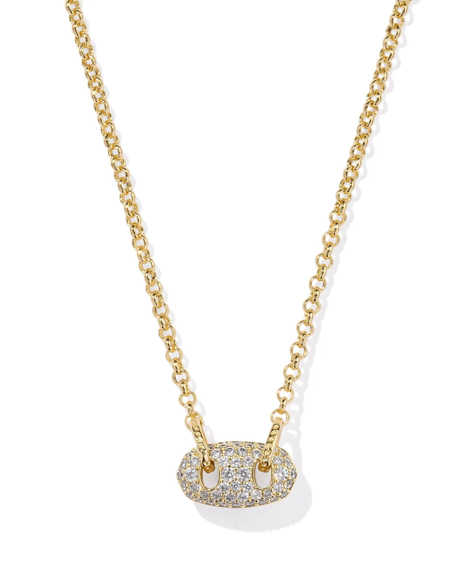 Bailey Pave Pendant Necklace in Gold White Crystal