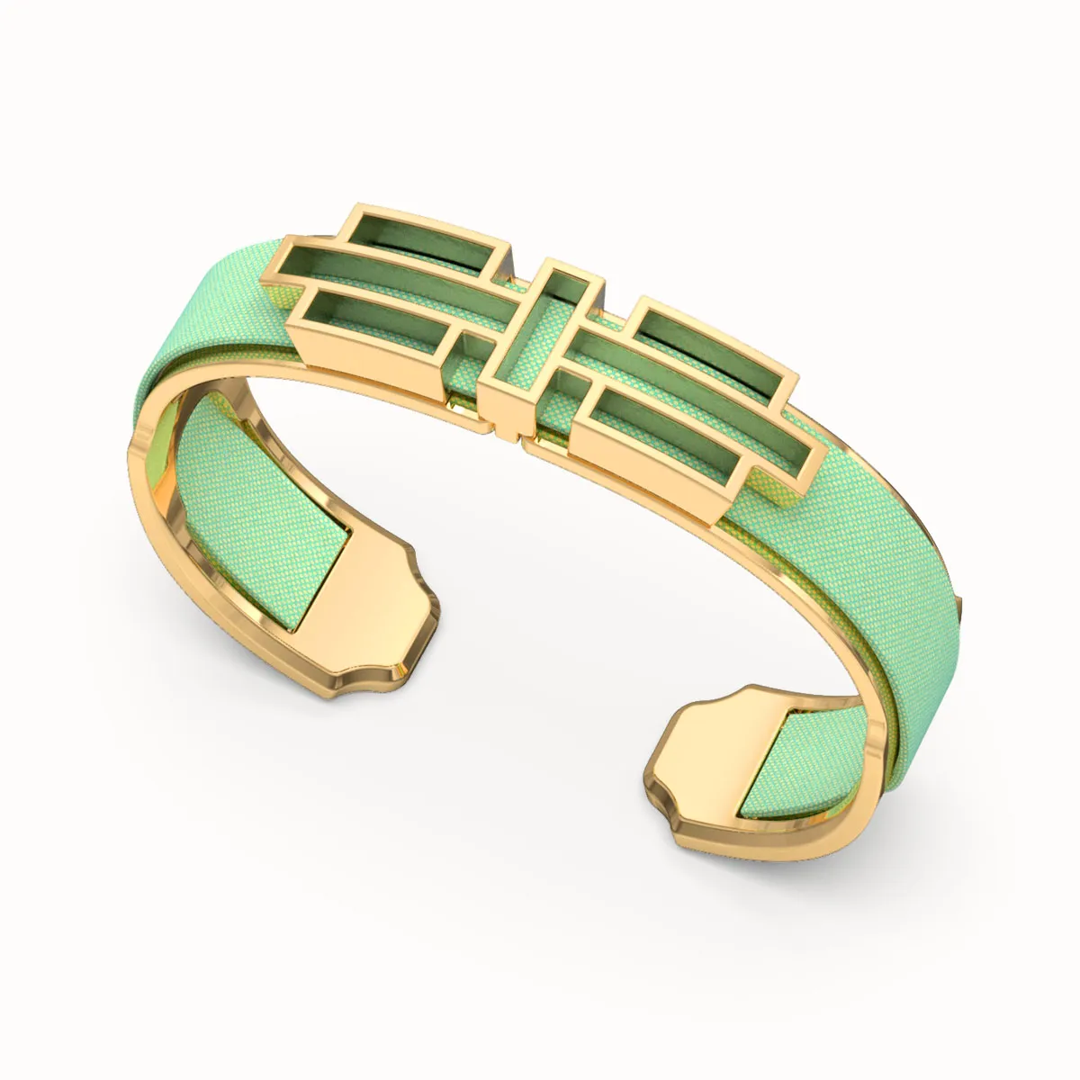 Ban Zu Silk Cuff - Palm Tree Green