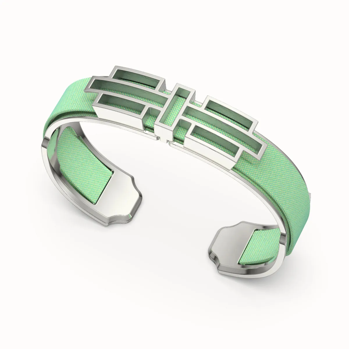 Ban Zu Silk Cuff - Palm Tree Green