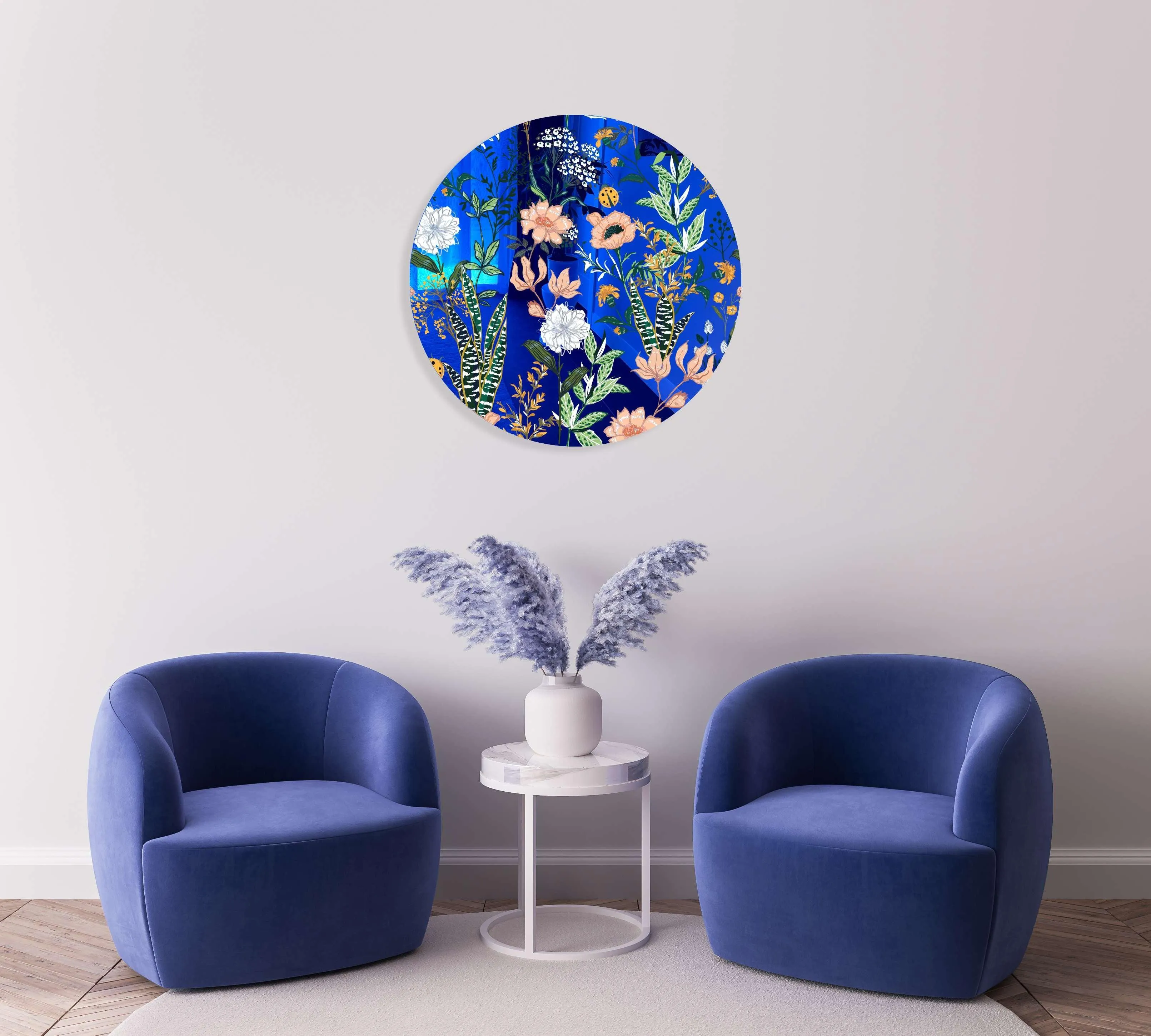 Beautiful Field Flowers Printed Mirror Acrylic Circles