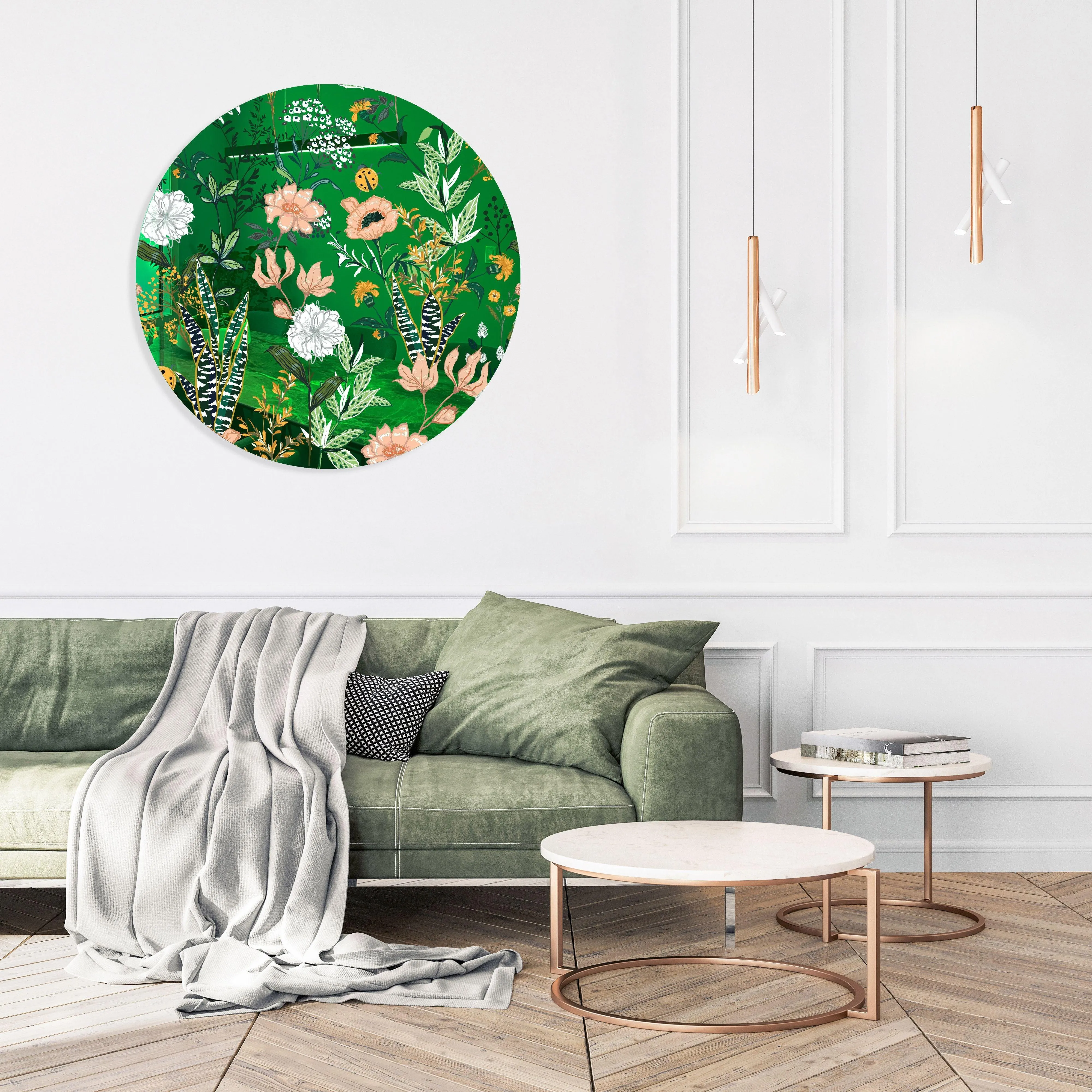 Beautiful Field Flowers Printed Mirror Acrylic Circles