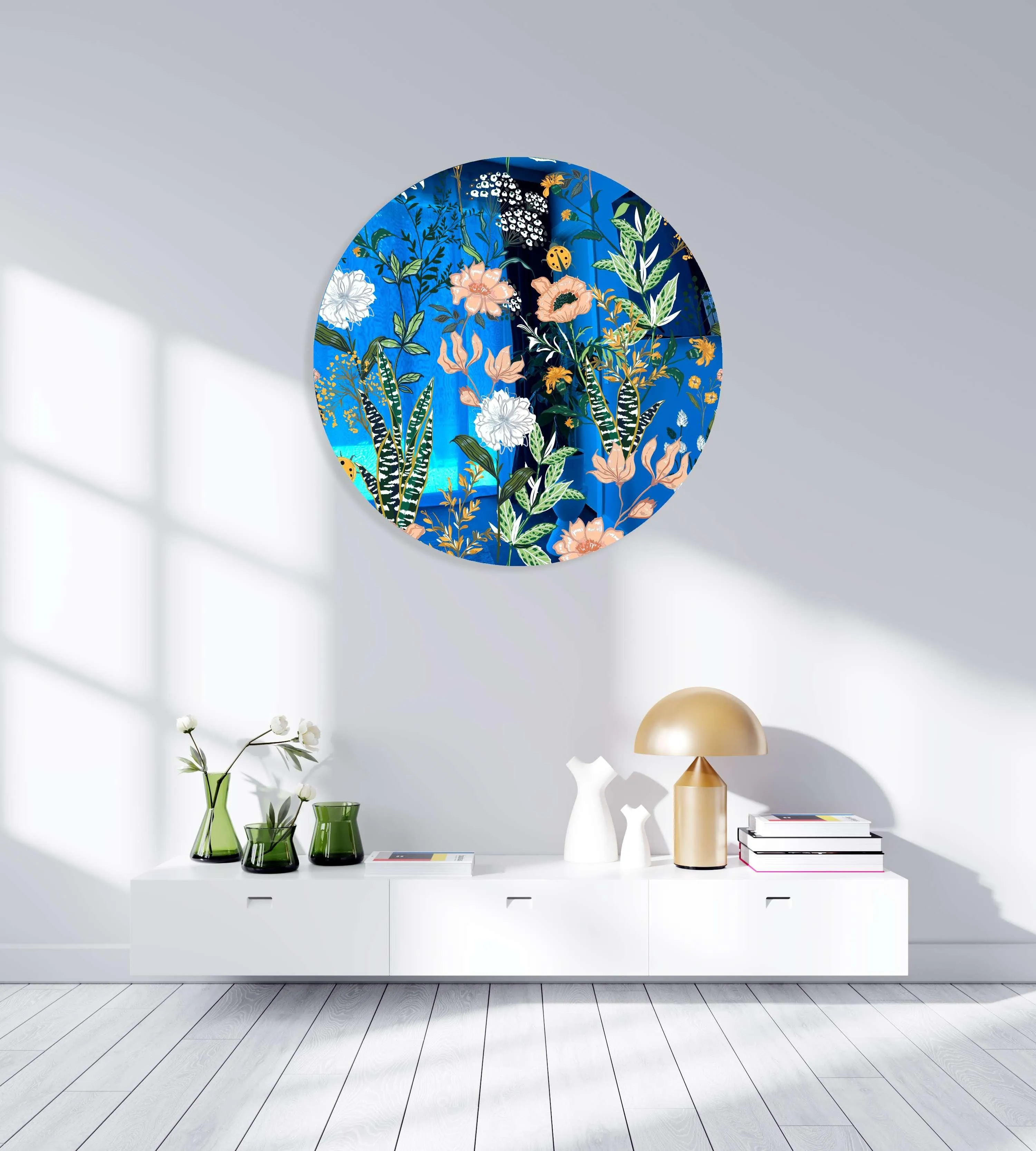 Beautiful Field Flowers Printed Mirror Acrylic Circles