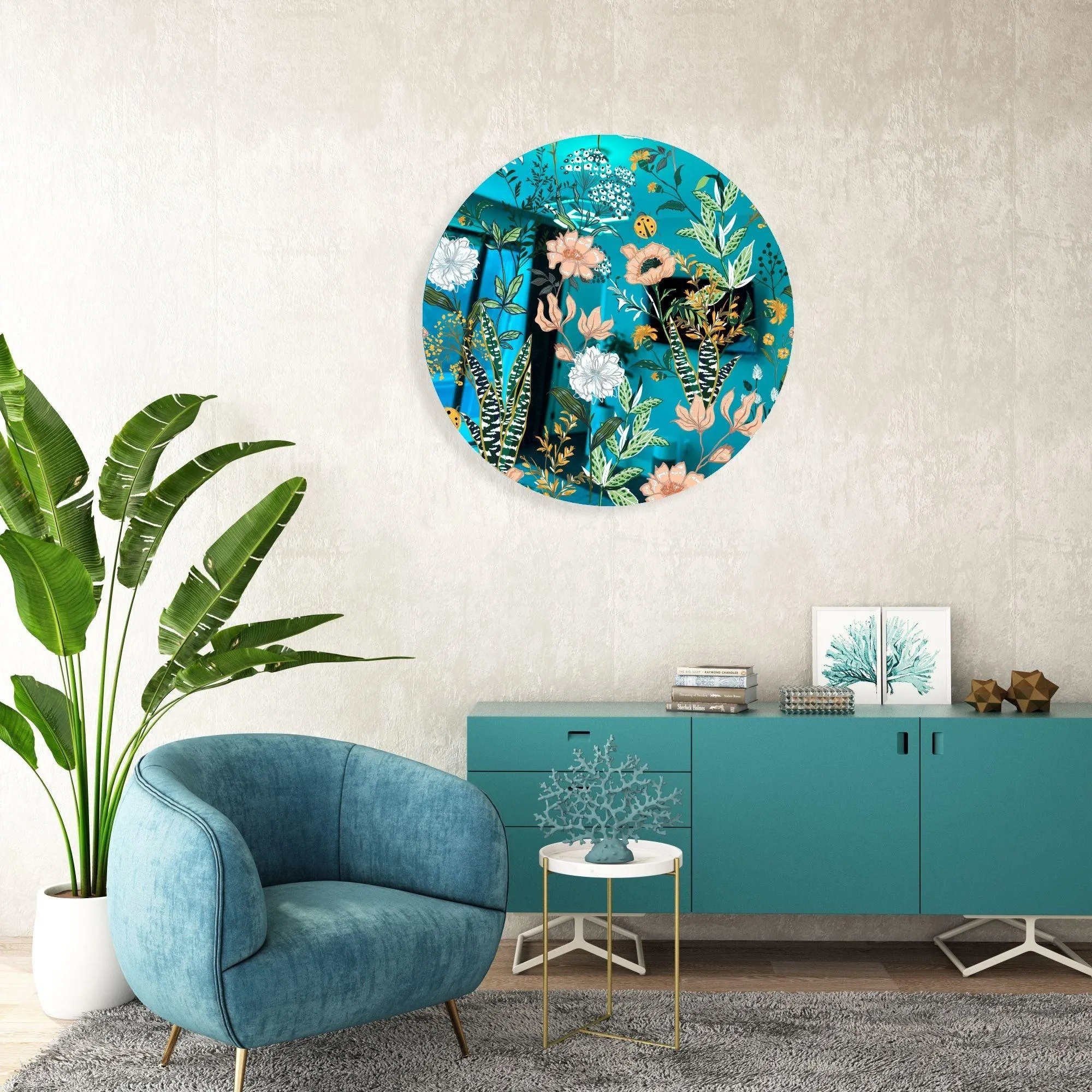 Beautiful Field Flowers Printed Mirror Acrylic Circles