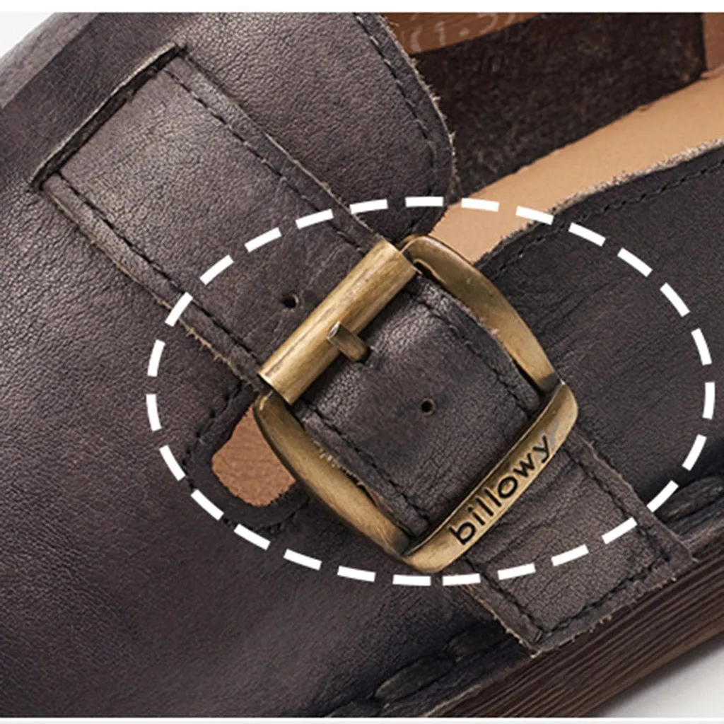 Belt Buckle Soft Bottom Retro Women's Shoes