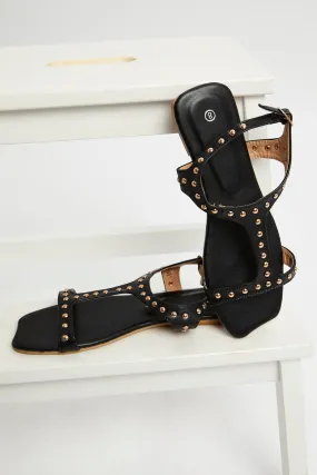 Black Cut Out Flat Sandals