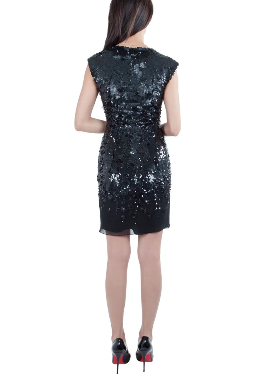 Black Sequins Cap Sleeves Mini Dress (Pre-loved)