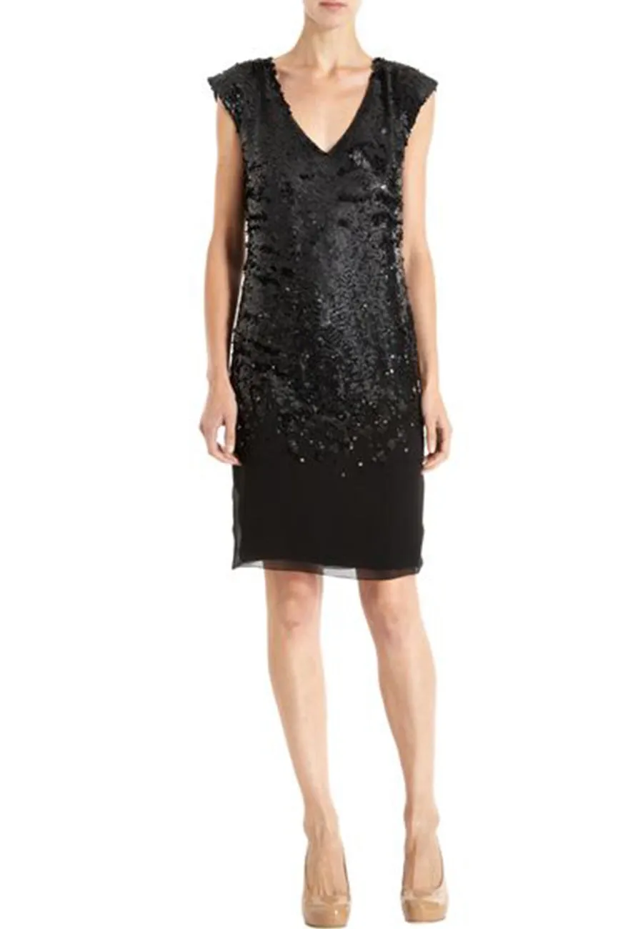 Black Sequins Cap Sleeves Mini Dress (Pre-loved)