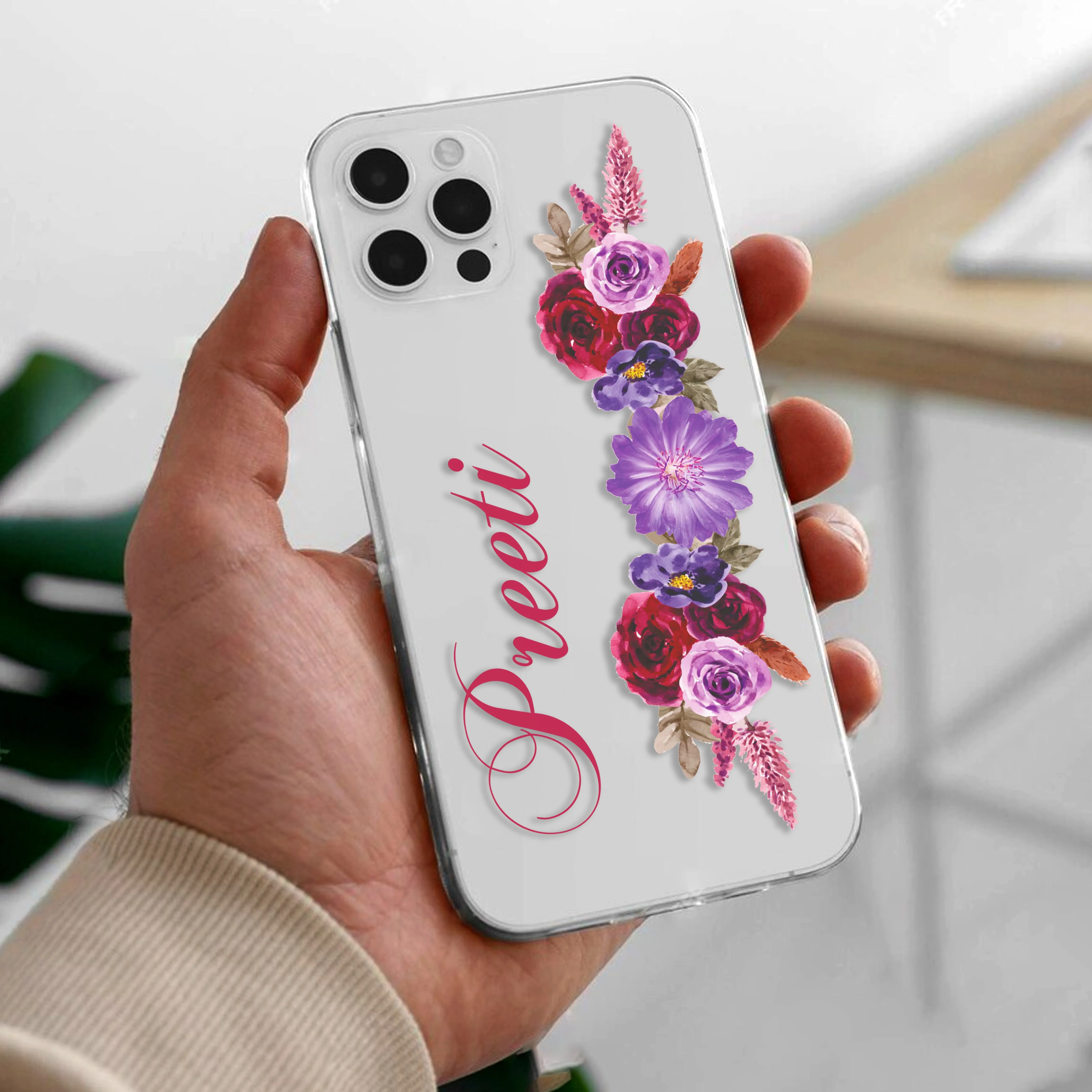 Blue Aster Floral Customize Transparent Silicon Case For Redmi/Xiaomi