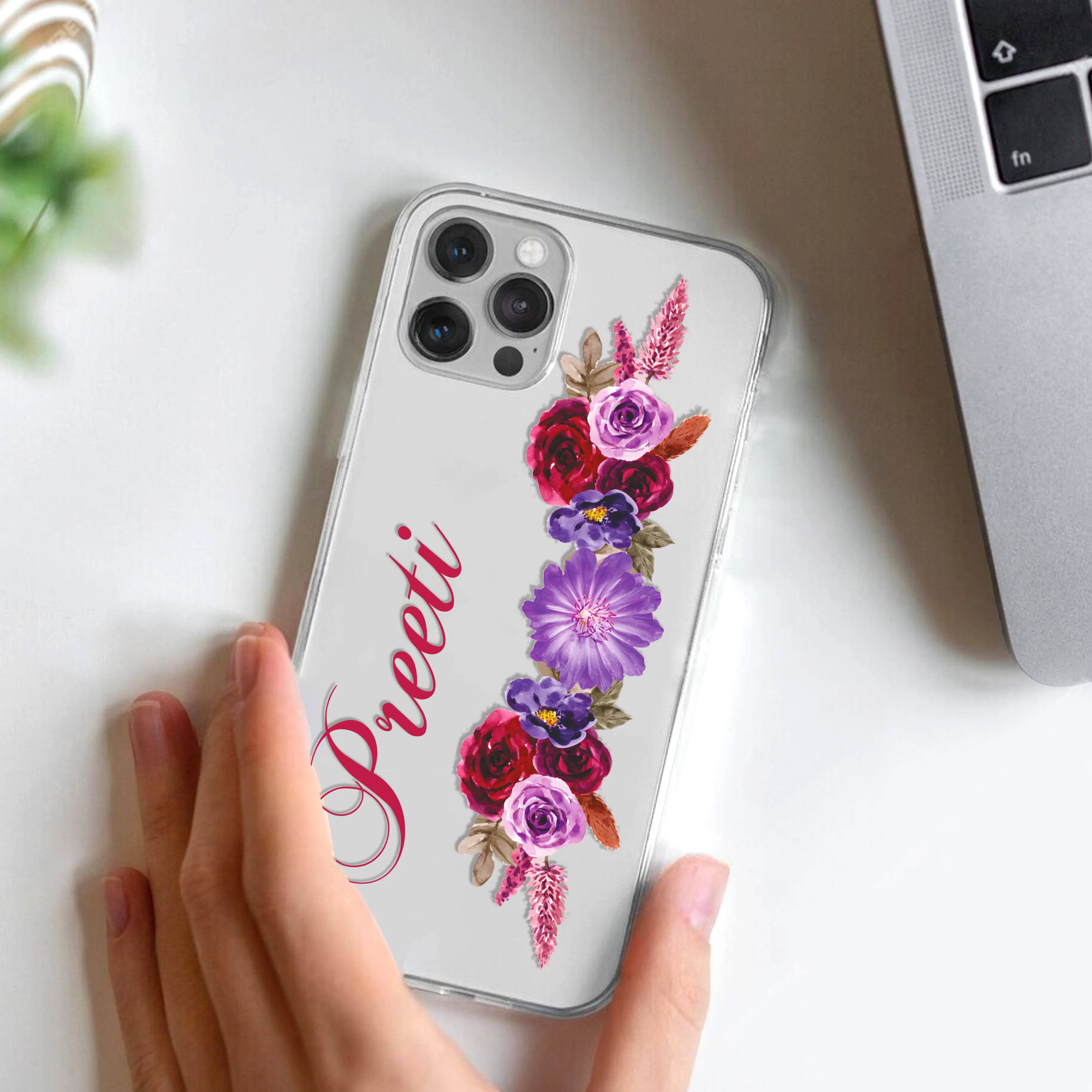 Blue Aster Floral Customize Transparent Silicon Case For Redmi/Xiaomi