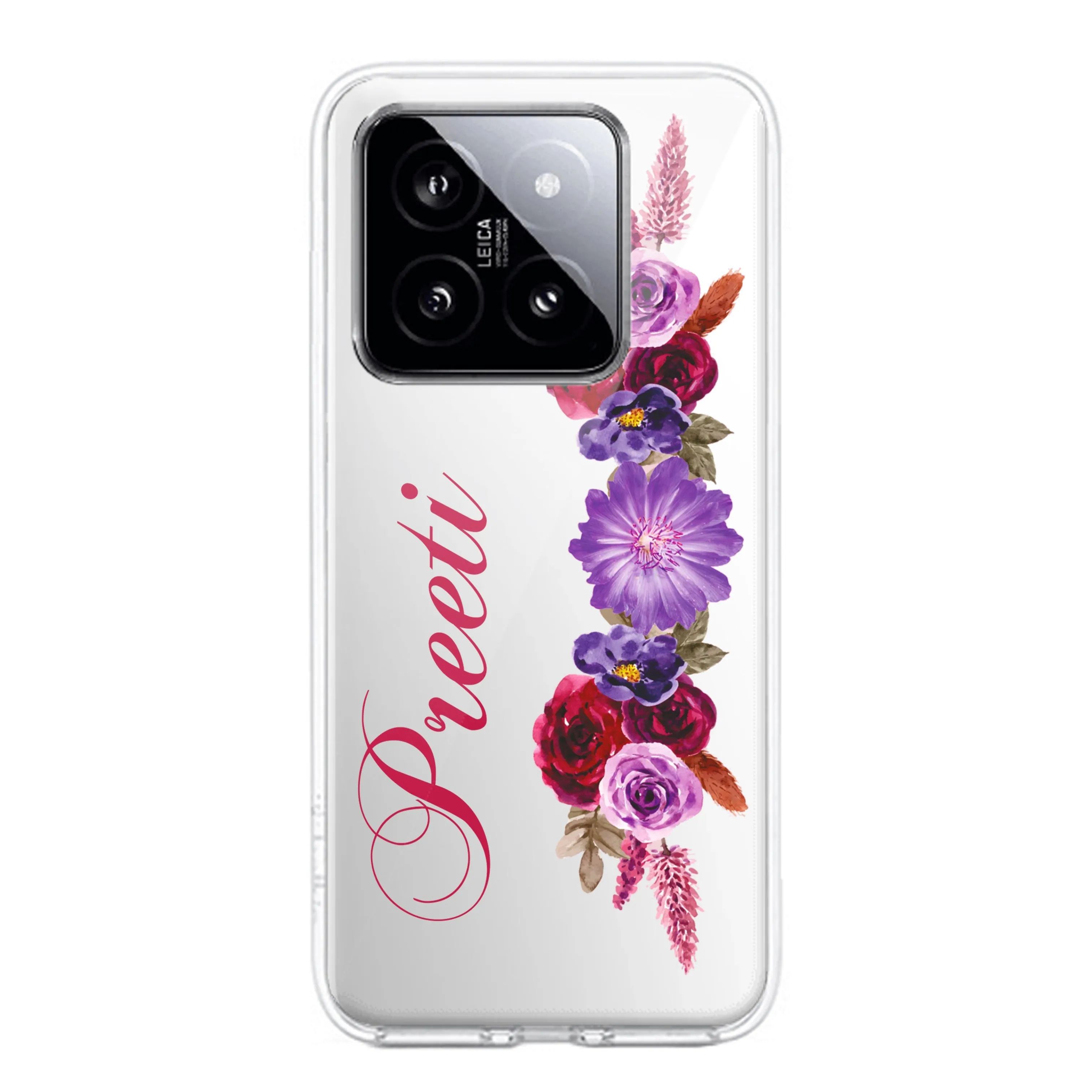 Blue Aster Floral Customize Transparent Silicon Case For Redmi/Xiaomi