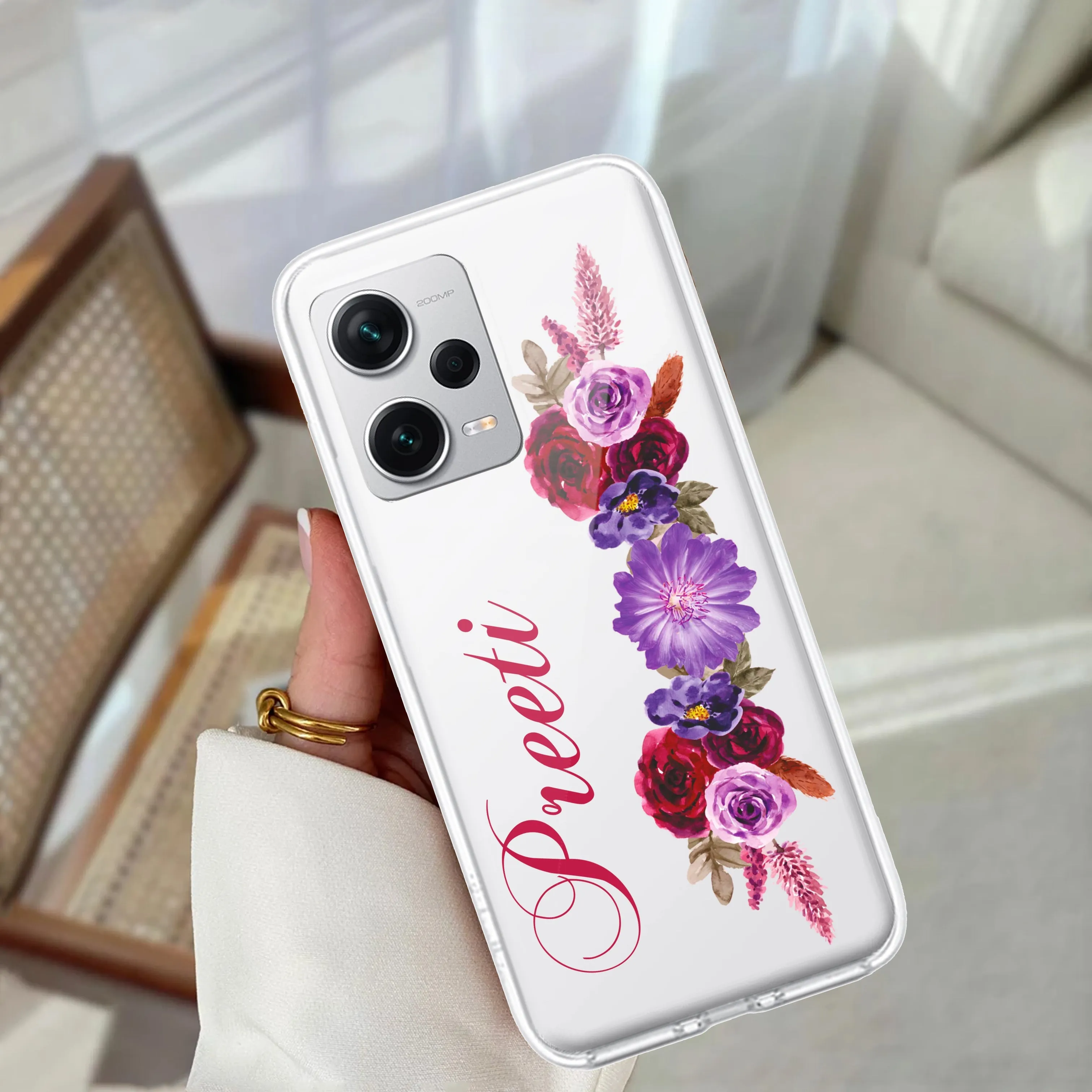 Blue Aster Floral Customize Transparent Silicon Case For Redmi/Xiaomi