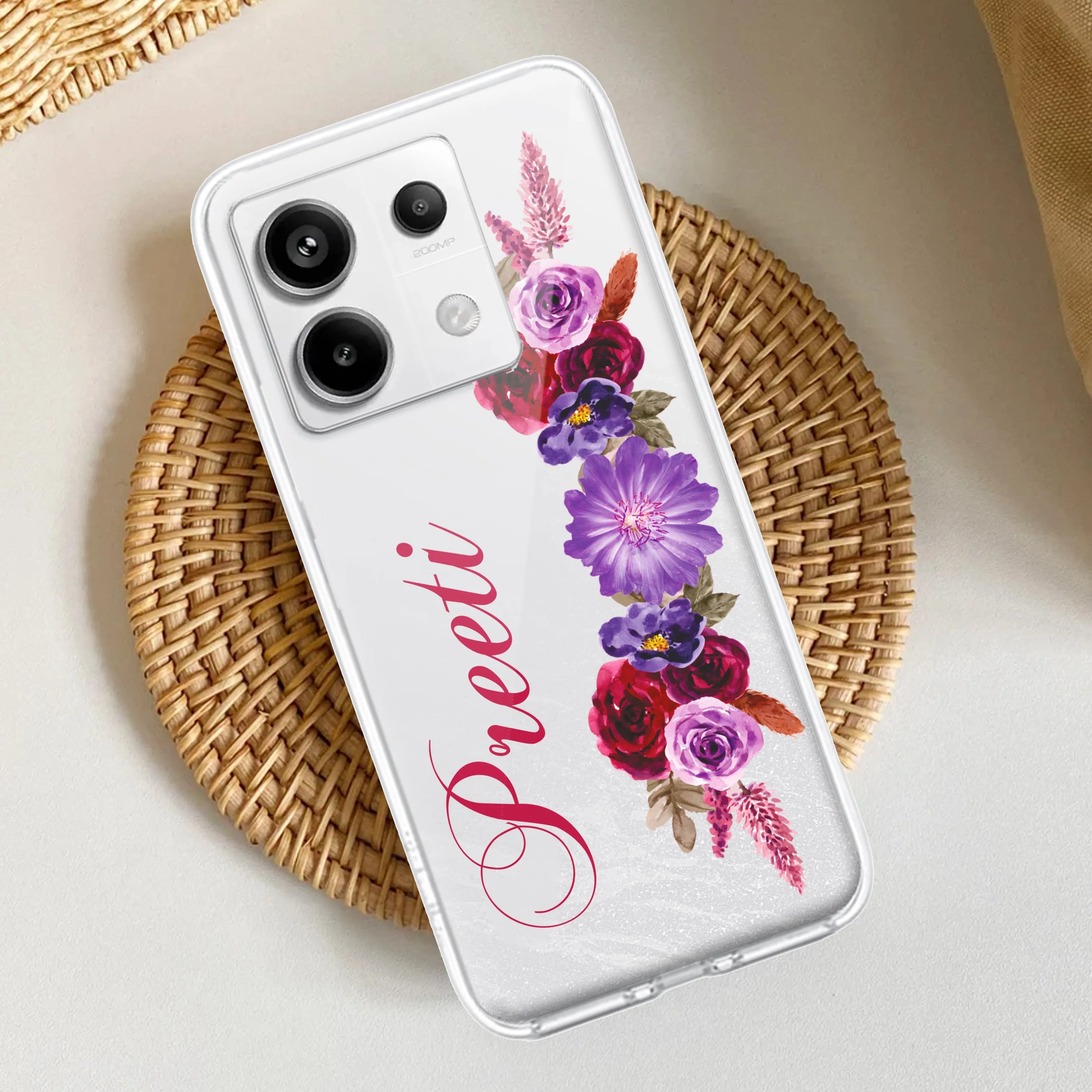 Blue Aster Floral Customize Transparent Silicon Case For Redmi/Xiaomi