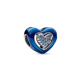 Blue Spinnable Heart Charm