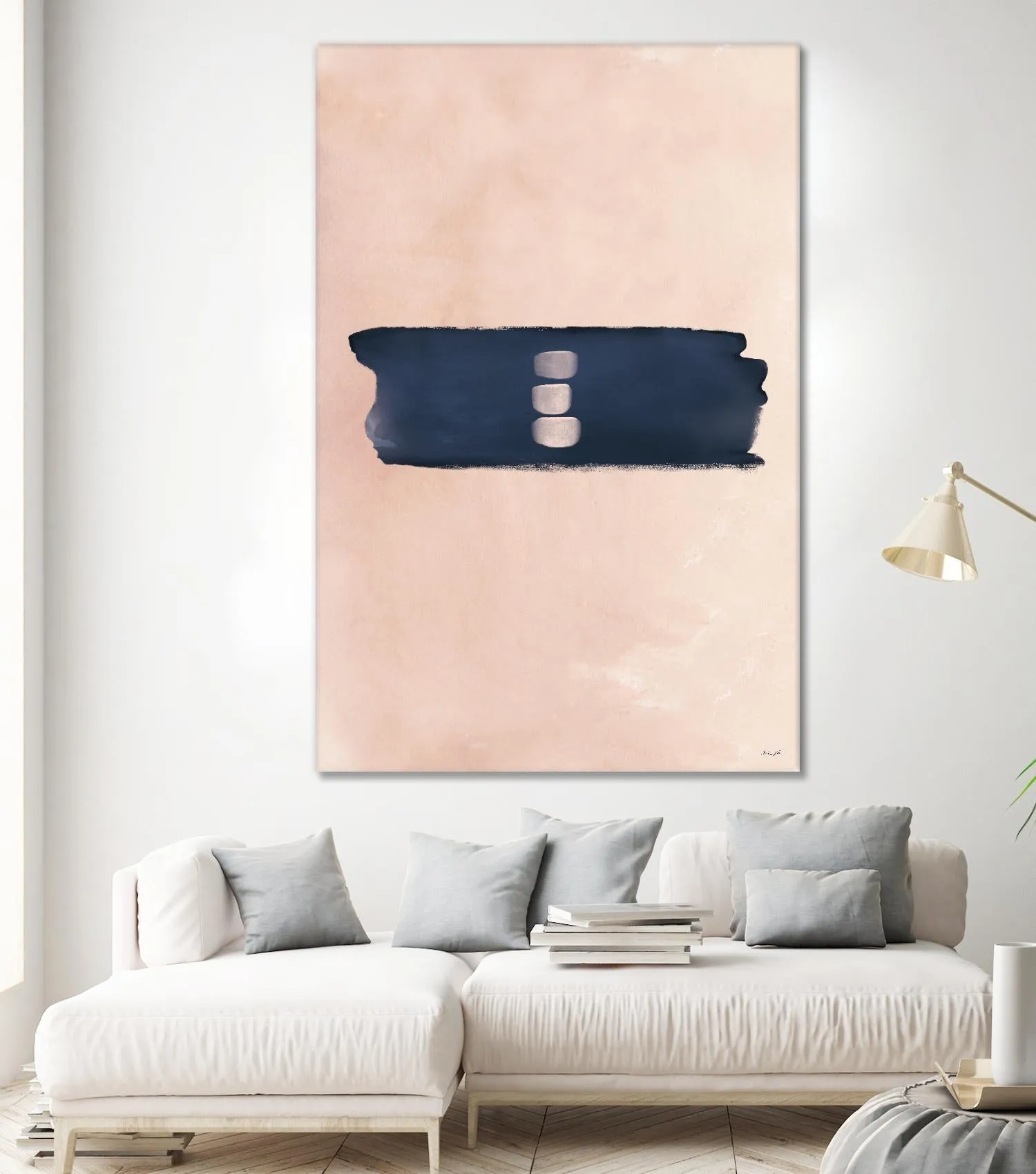 Blush & Navy Shapes II Contemporary Art Study